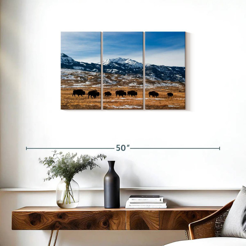 Brampt Migrating Yellowstone Bison, 20" H x 33" W