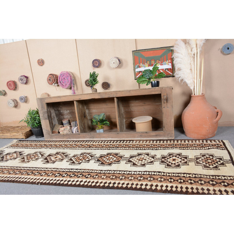 Tapis de couloir, tapis neutres, tapis rétro, tapis oriental brun, tapis bohème, tapis turcs, tapis tissés à la main