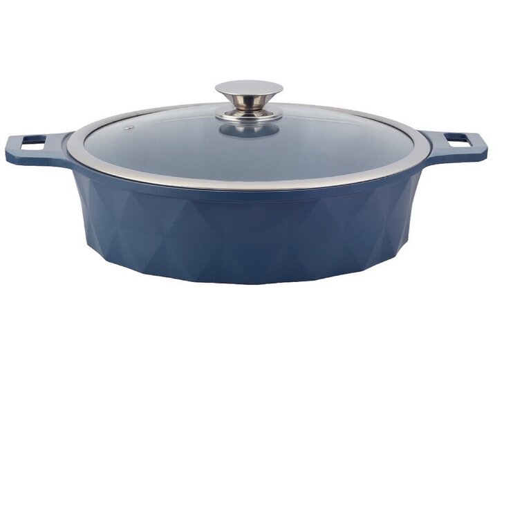 Zest Kitchen and Home Ceramic Non-Stick Sauce Pan with Lid - Blue - 2 qt