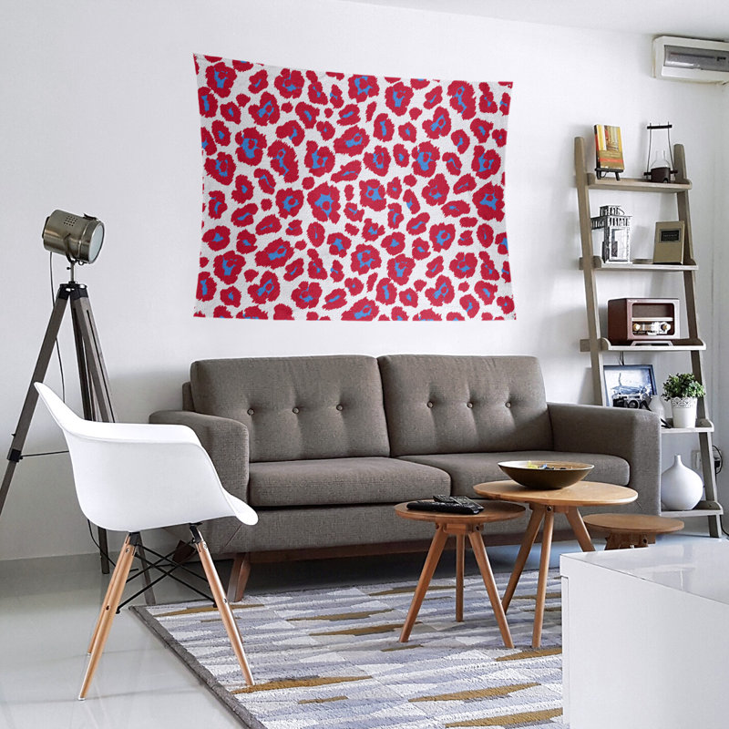 Tapisserie en microfibre de football, H 88 po x l 104 po, Blanc/rouge