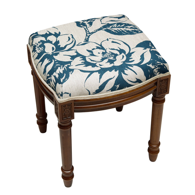 Tabouret de meuble-lavabo rembourré Camic, Noyers, Bleu marine
