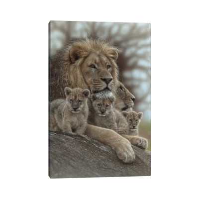 Lion - Family Man by Collin Bogle - Wrapped Canvas Print