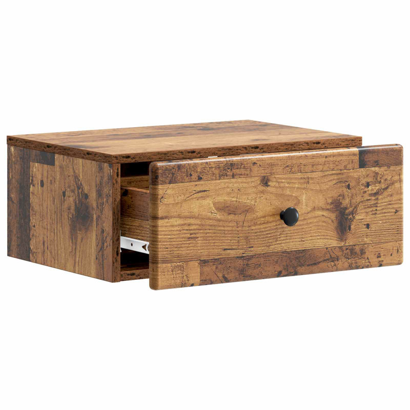 49cm W Manufactured Wood Bedside Table, Old Wood