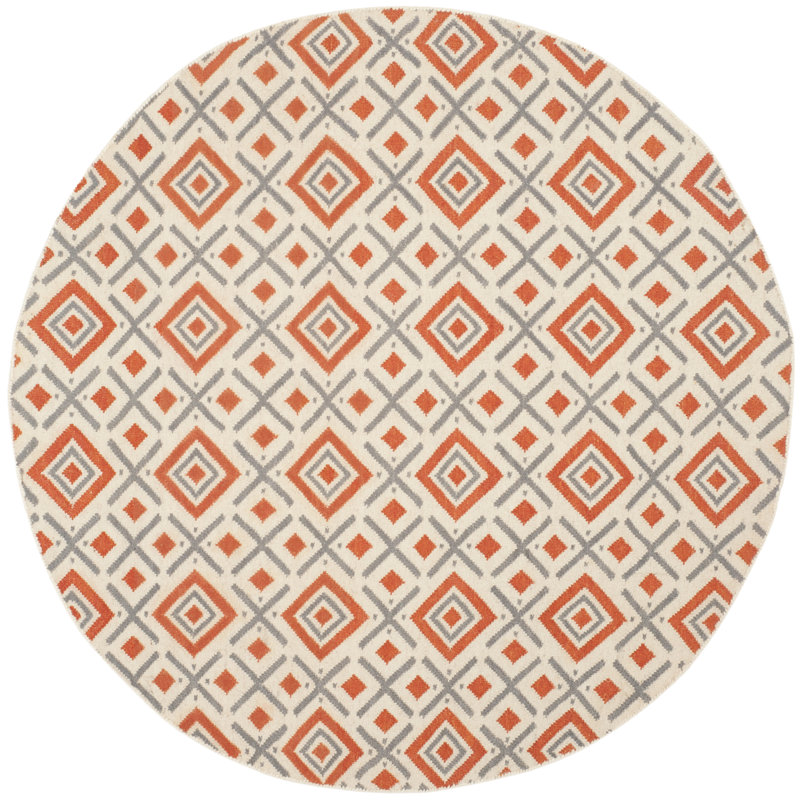 Tapis géométrique en laine tissé à la main Estevez, Rond 6 pi