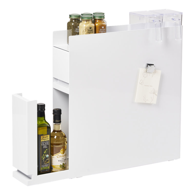 Black Steel Two-Tier Magnetic Sliding Drawer Seasoning Rack