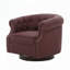 Fauteuil d'appoint pivotant à 360 ° avec similicuir, dossier incurvé et base en bois cintré-816039762