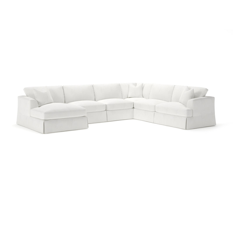 Lucia 151" W U-Shaped Sectional, Left Hand Facing, Zuma Navy Textured Linen