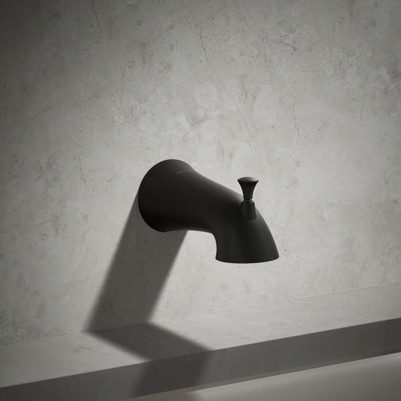 Buckley Wall-Mount Bath Spout With Diverter, Matte Black