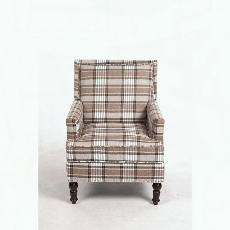 Upholstered Accent Chair – Linen Fabric & Nailhead Trim
