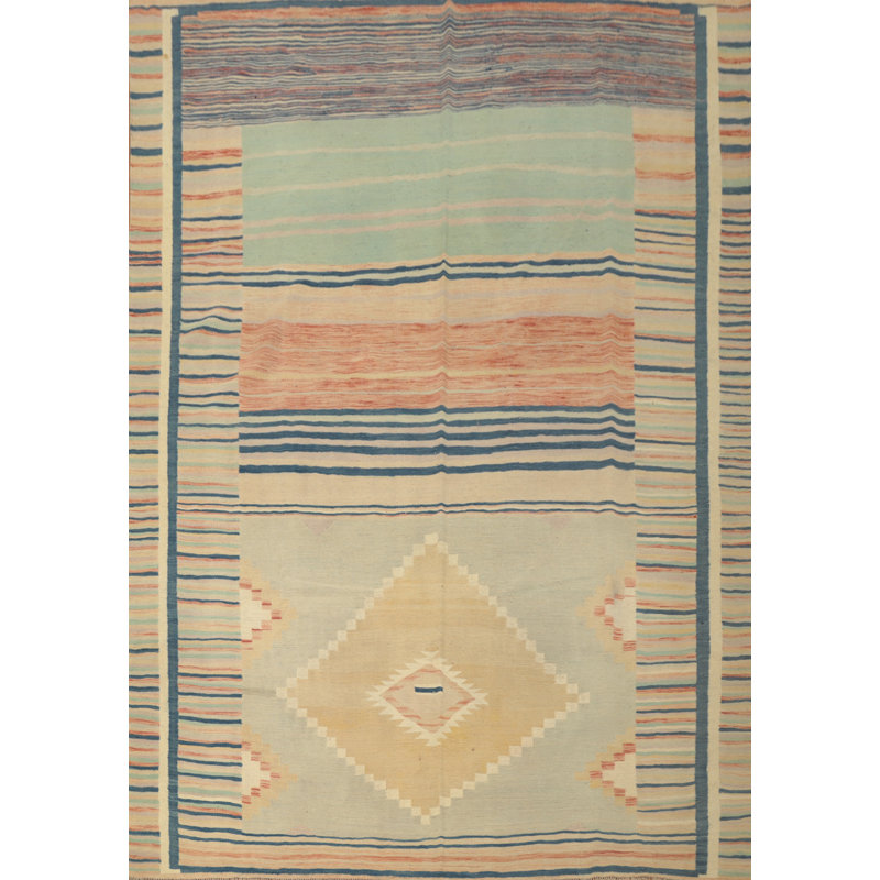 Tapis en laine pastel tissé à la main kilim 8 x 10