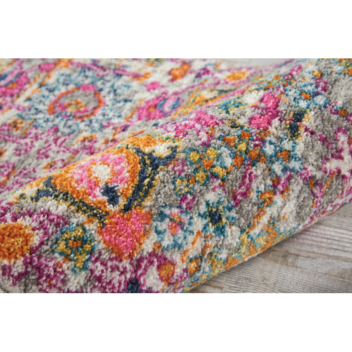 Bungalow Rose Justien Performance Silver/Orange/Pink Rug & Reviews ...