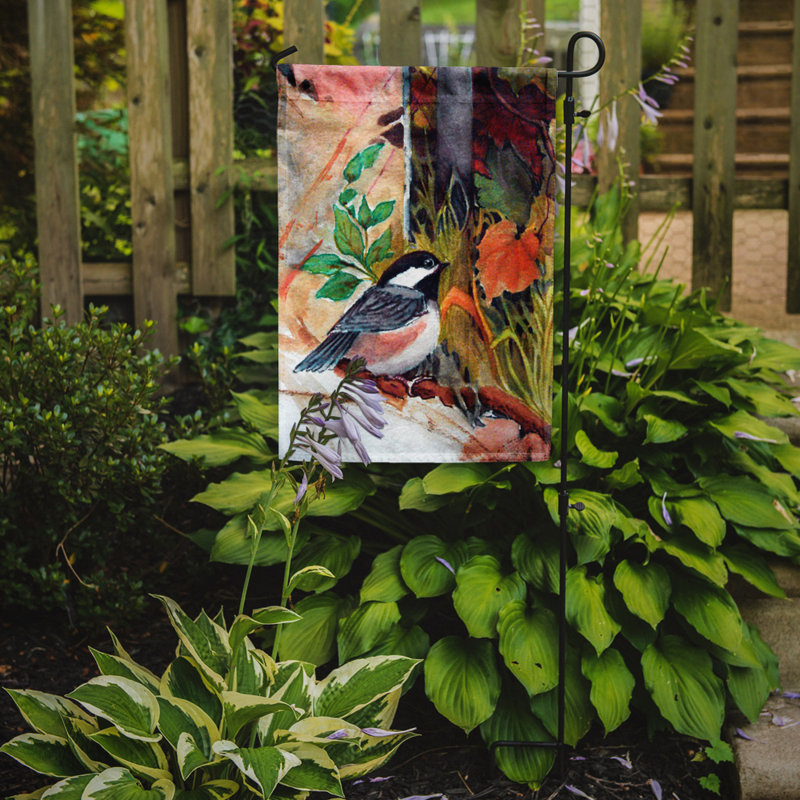 Drapeau de jardin 2 côtés clôture gardienne chickadee