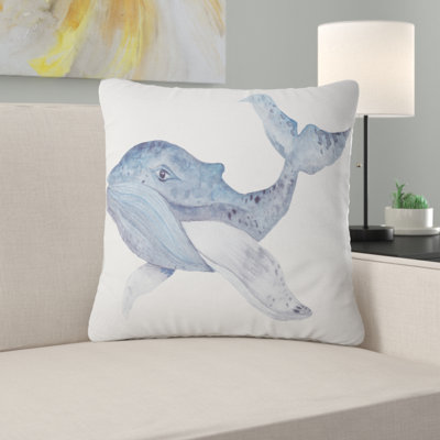 Animal Large Watercolor Whale Pillow