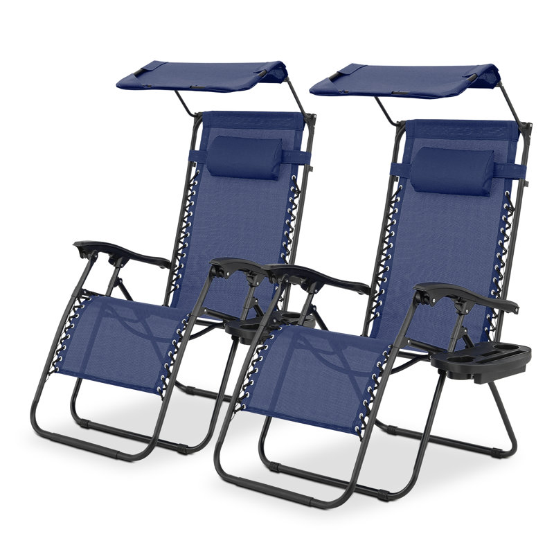 Zero Gravity Chairs 330 Lb Capacity Adjustable Canopy Headrest For Outdoor Patio Or Beach, Blue