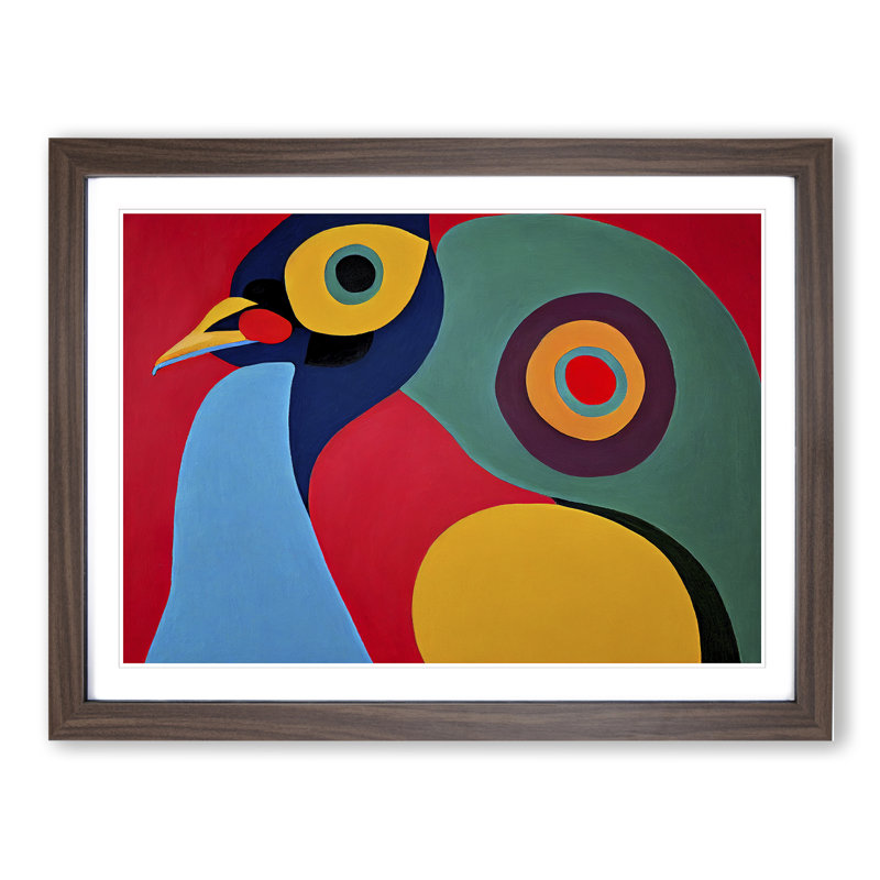Abstract Peacock - Framed Print, 25cm H x 34cm W x 2cm D, Walnut