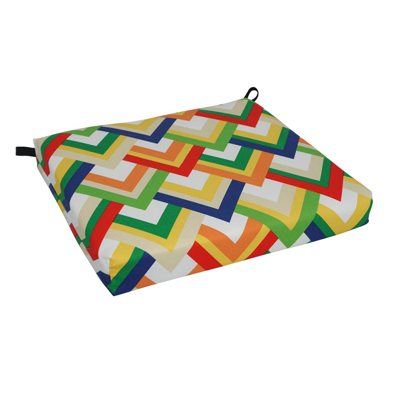 Outdoor 3'' Seat Cushion, Blue/Yellow