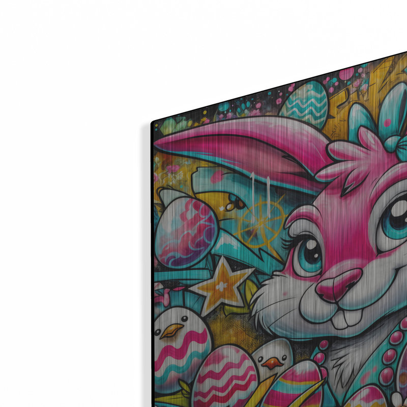 «Pâques lapin - abstrait vif» par Rey Klimt, art mural en métal, H 12 po x l 12 po