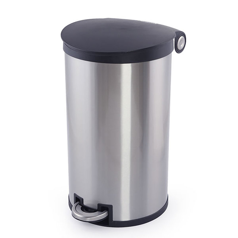 Poubelle à pédale en acier inoxydable, 7,9 gallons, H 22,75 po x l 17 po x P 13,5 po