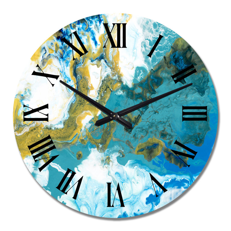 Horloge murale moderne bleue et blanche, Grand