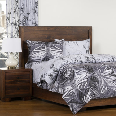 Satin Abstract Duvet Cover & Insert