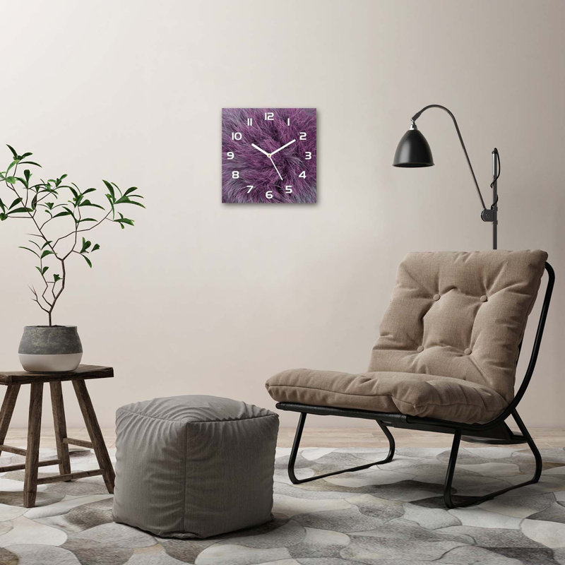 Glass Wall Clock, White/Purple