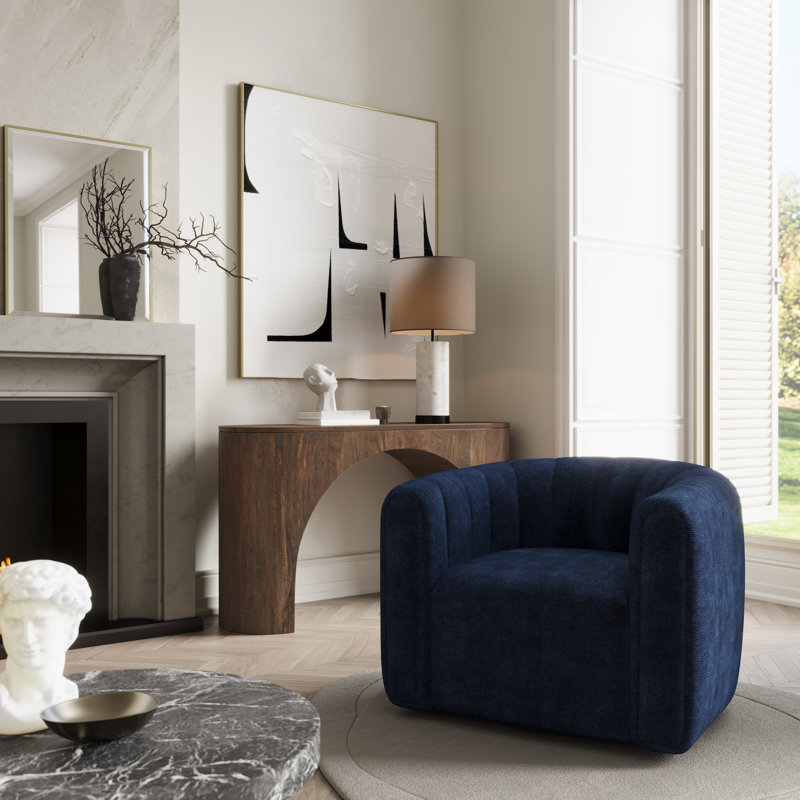 Fauteuil d'appoint rembourré et capitonné Grande Modern, Bleu