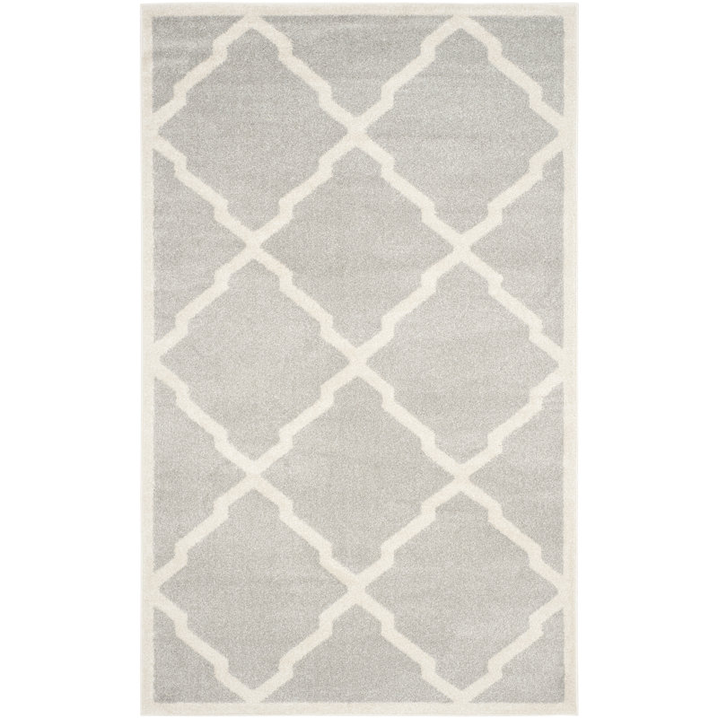 Ammundsen Geometric Light Grey / Beige Area Rug, Rectangle 6' x 9'