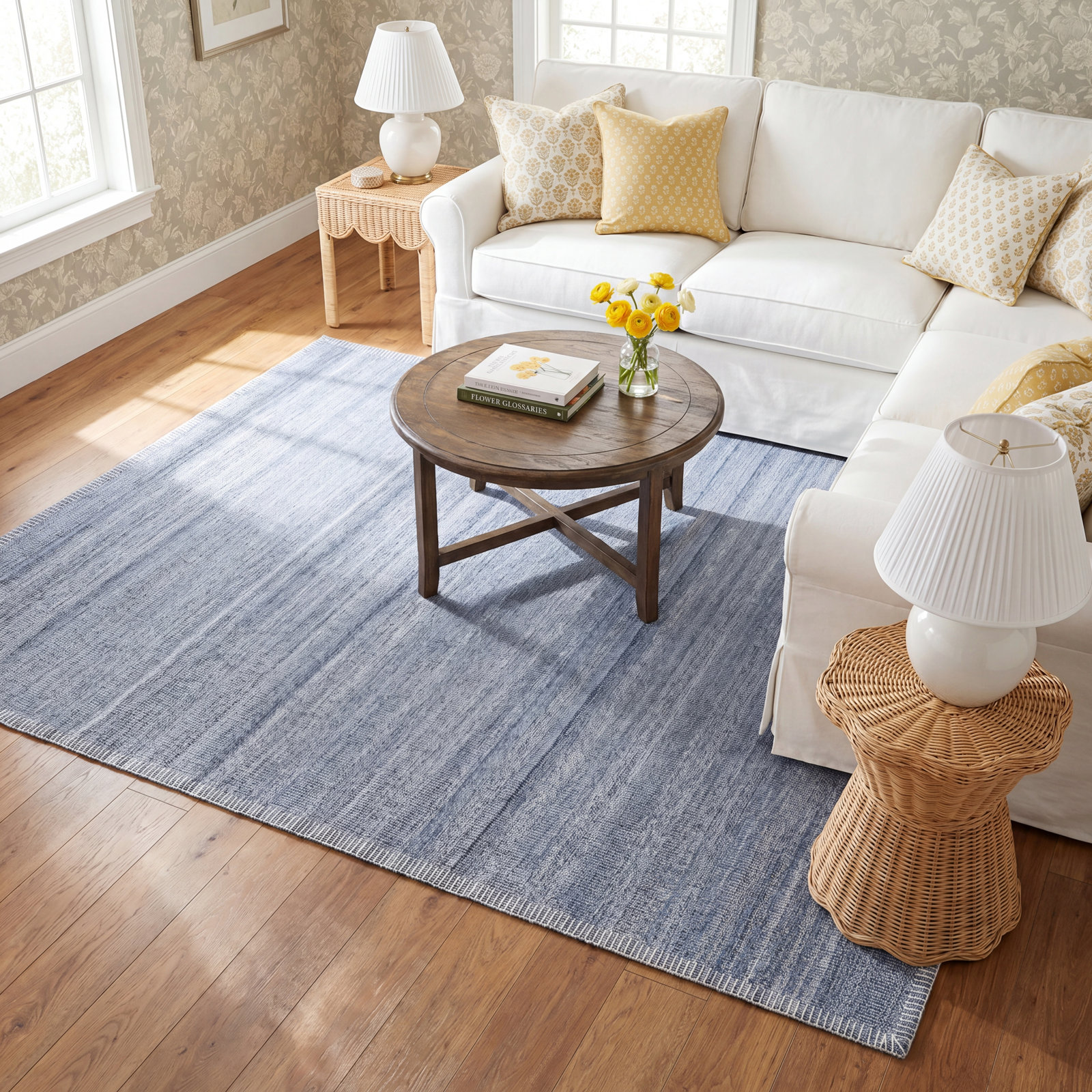 Eljah Denim Hand-Woven Flatweave Rug, Rectangle 5' x 7'6"