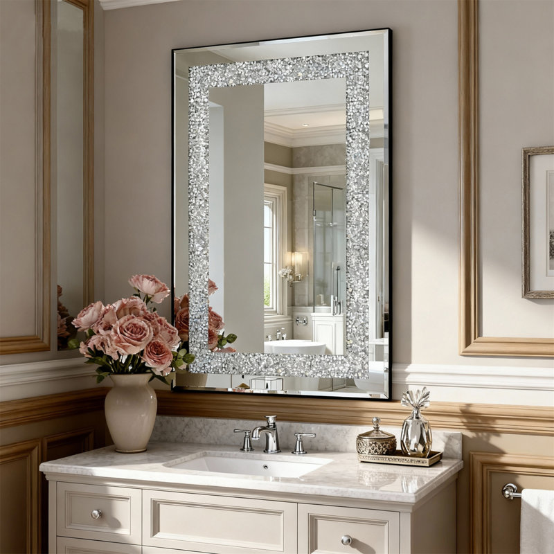 Grand miroir suspendu en cristal Crystal Diamond