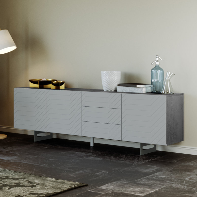 Fumihiko 220cm Sideboard, Concrete/Grey