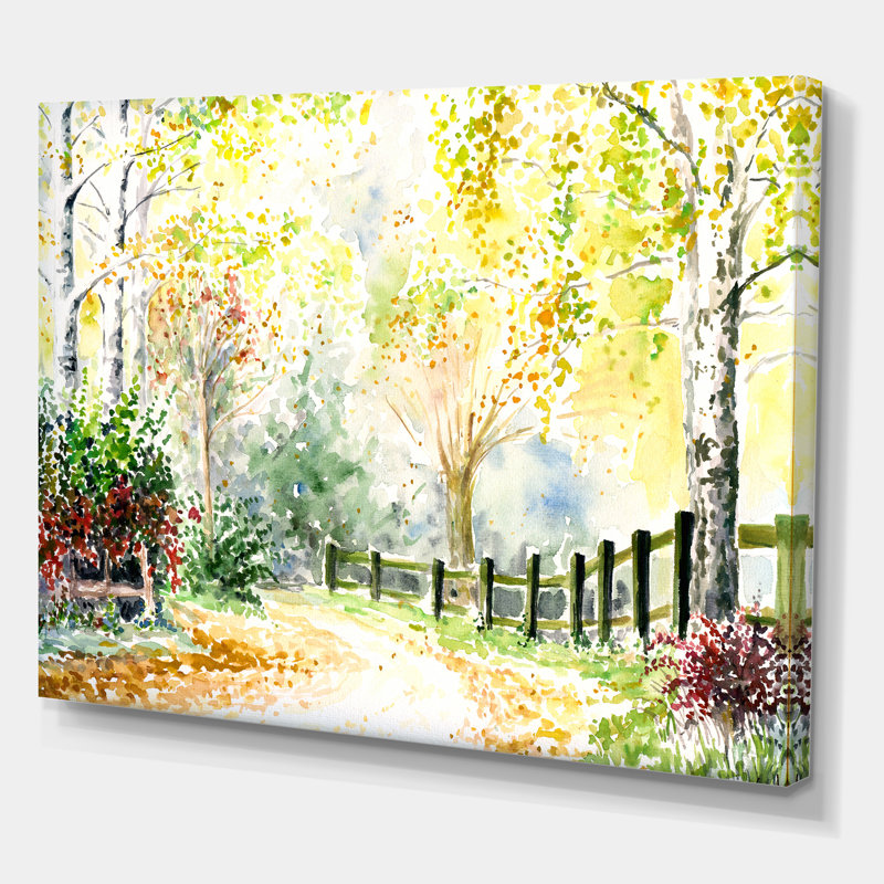 Paysage de campagne d'automne dans l'après-midi - Reproduction sur toile tendue, H 16 po x l 32 po x p 1 po