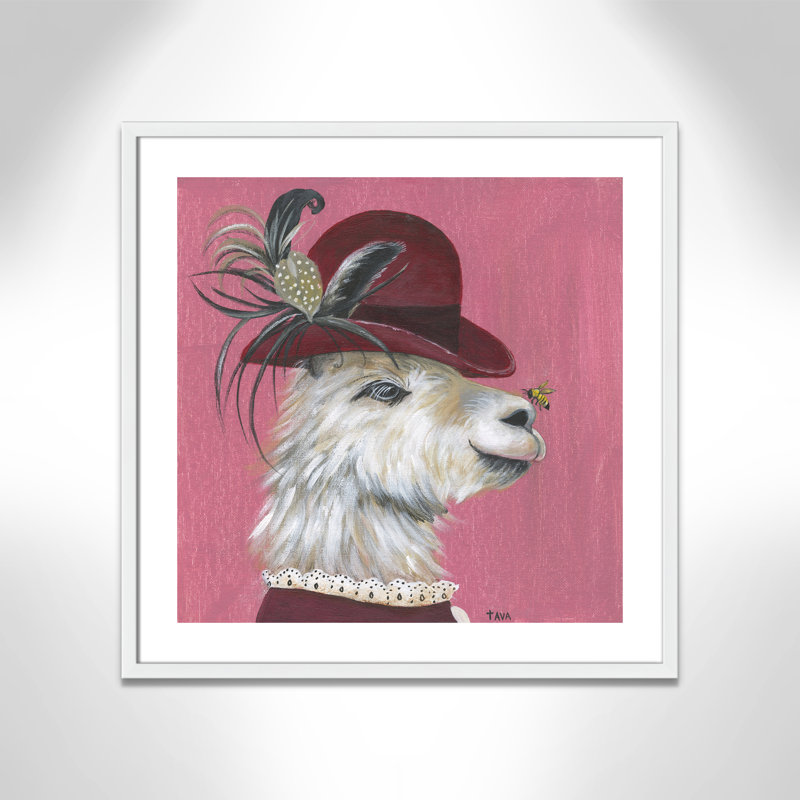 Llama Animals, 27.5" H x 27.5" W x 1.18" D, White Framed