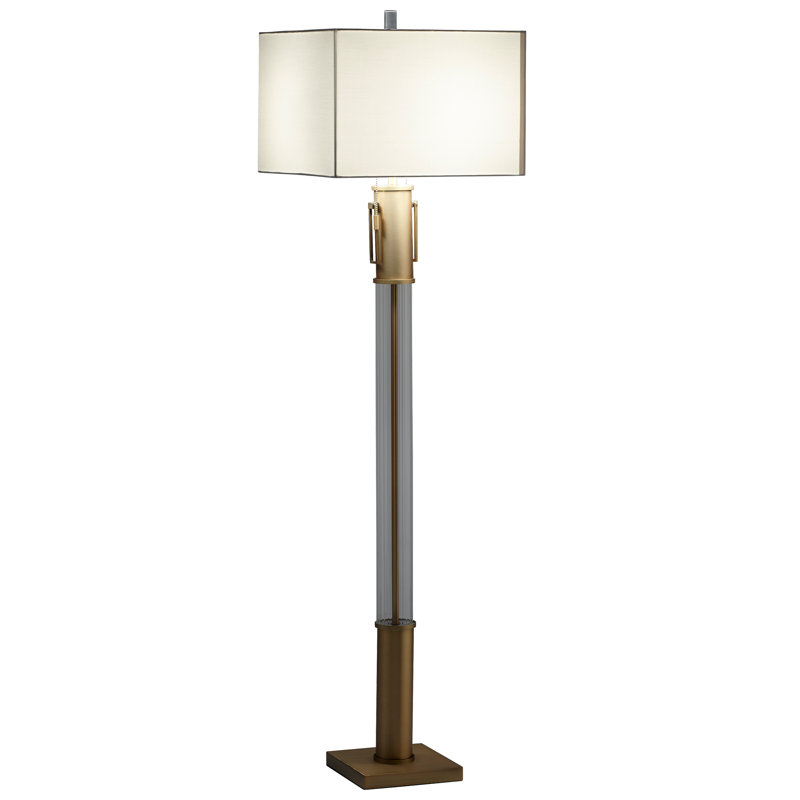 Aged Brass and Linen Shade Floor Lamp