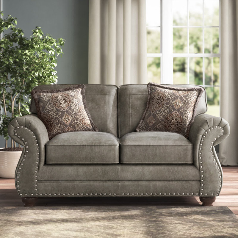 Claycomb 69'' Faux Leather Loveseat, Goliath Mica