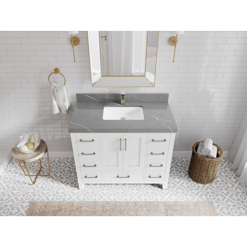 Ensemble de meuble-lavabo simple 42 po Malibu, Gris Piatra