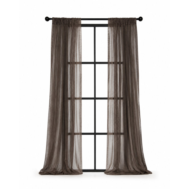 Baltej Semi Sheer Curtain Single Panel, 54" x 108", Charcoal