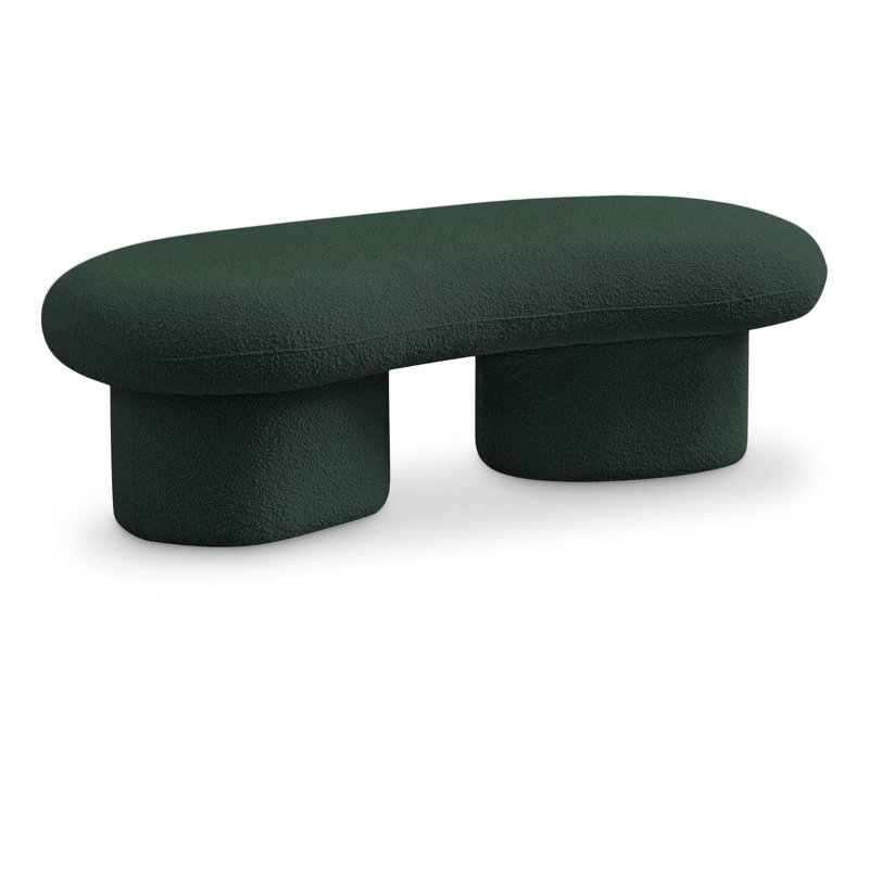 Luka Ipswich Schriver Upholstered Bench, Green Boucle Fabric