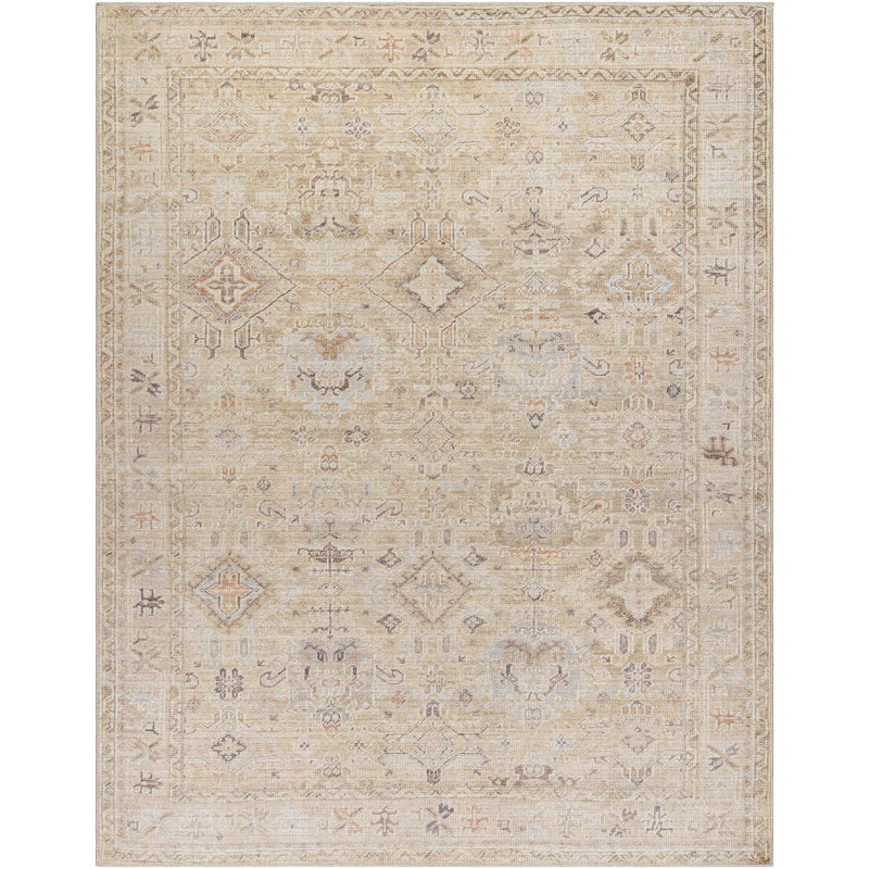 Marlene Cream and Beige Vintage Medallion Area Rug 10' x 14'