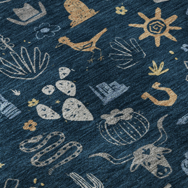 Tapis de qualité supérieure lavable à la machine Villers, Marine, 10' x 14'