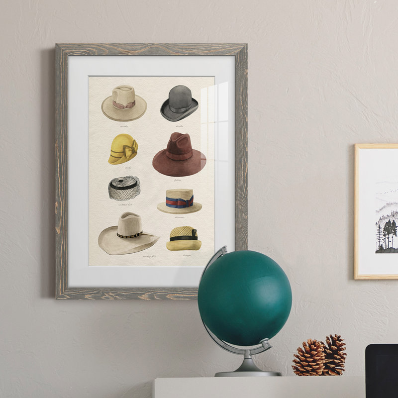 Vintage Hats II - encadré, impression, H 24 po x l 20 po x P 1 po, gris
