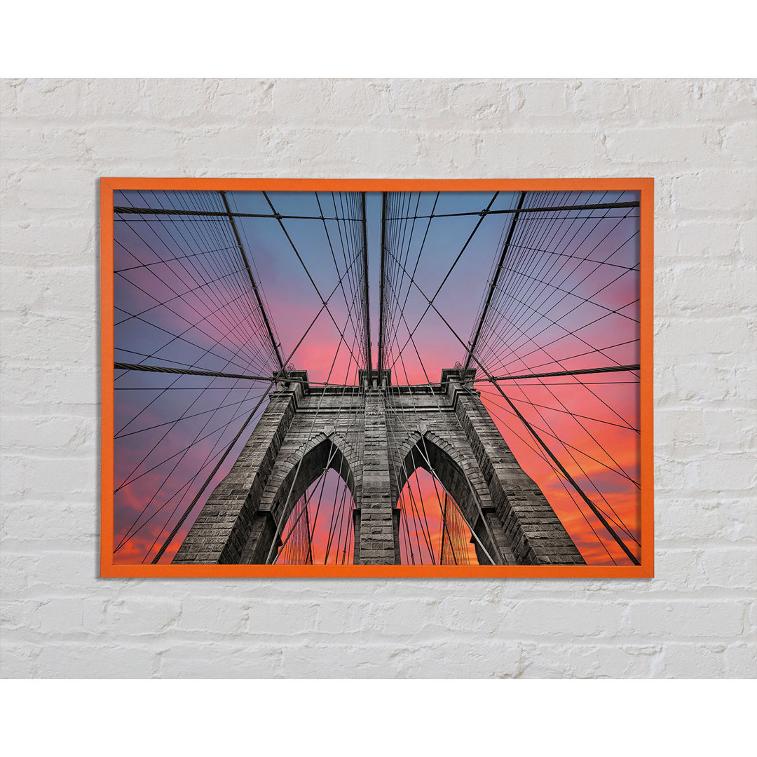 Feuerhimmel über der Brooklyn Bridge - Einzelne Bilderrahmen Kunstdrucke