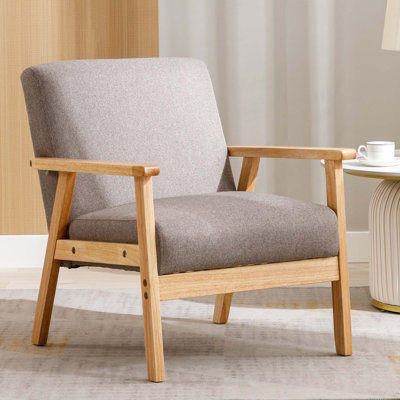 Fauteuil d'appoint confortable scandinave rembourré avec cadre en bois massif