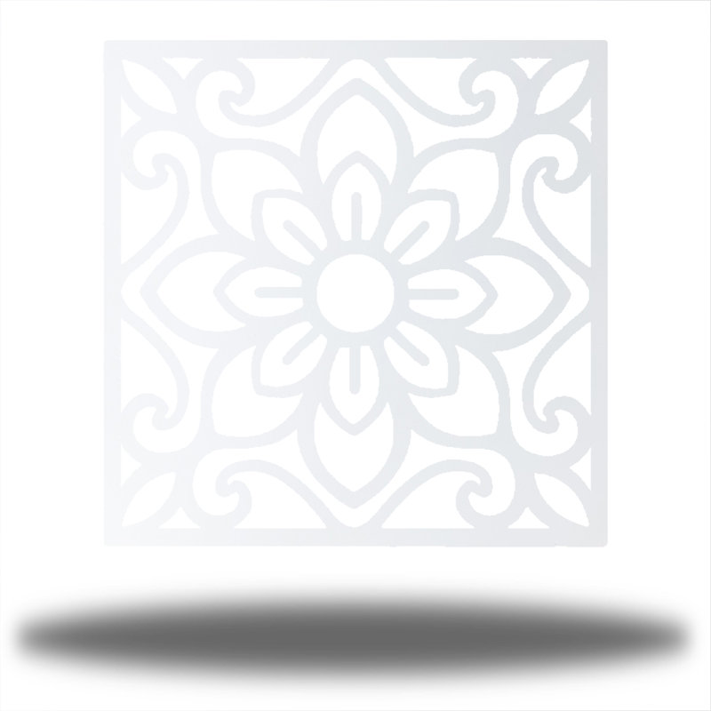Traditional Plants & Flowers Wall Decor on Metal, White, 36" H x 36" W x 0.06" D