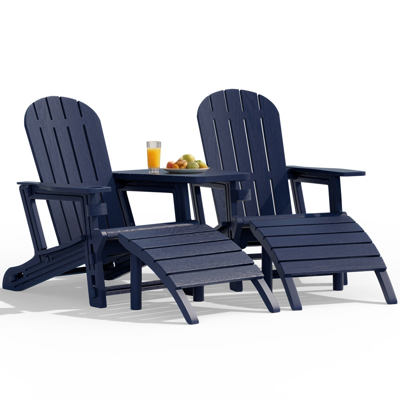  2-Person Outdoor Adirondack Chair Set, Navy