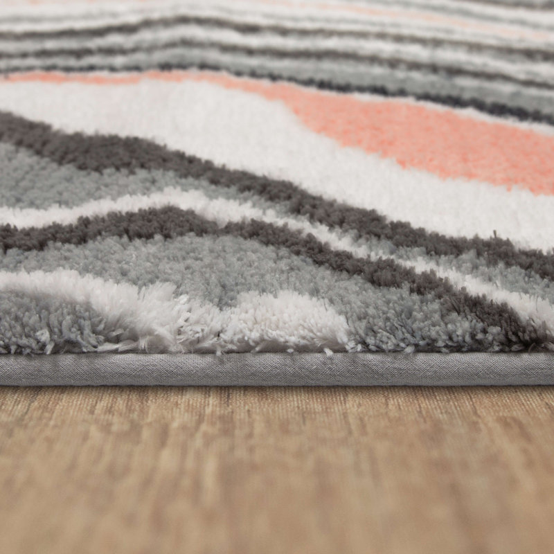 Tapis pour salle de bain Alyxandrea, L 27 po x L 45 po, Rougir