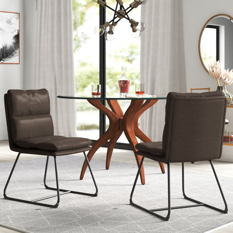 Chaise rembourrée Volana, Similicuir brun caillou