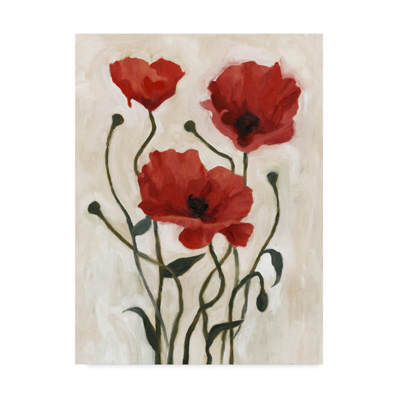 «Poppy Bouquet I», peinture sur toile tendue, H 19 po x l 14 po x P 2 po