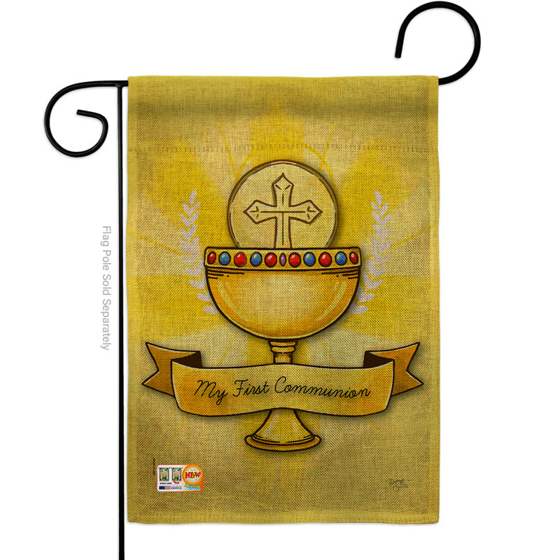 Toile de jute à 2 faces 18,5 x 13 po ma sainte communion drapeau de jardin