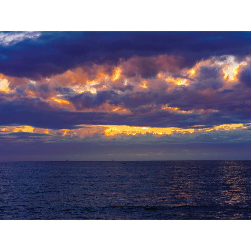Dark And Gloomy Sunset At Sunset Cliffs Ocean Beach, San Diego Print by Brian Mc Clean, Black Framed Paper