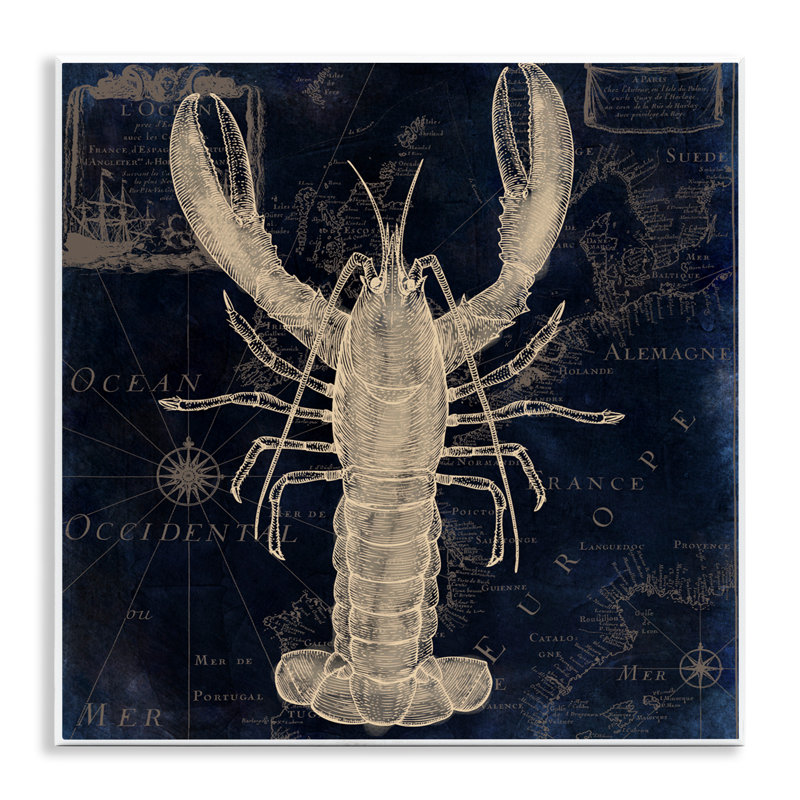 Plaque murale «Lobster Contour over Map», design par Sasha